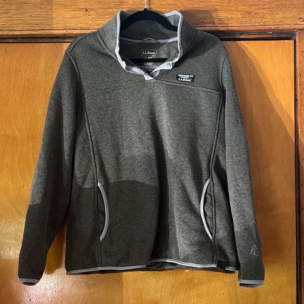 L.L. Bean Olive Sweater Fleece Pullover